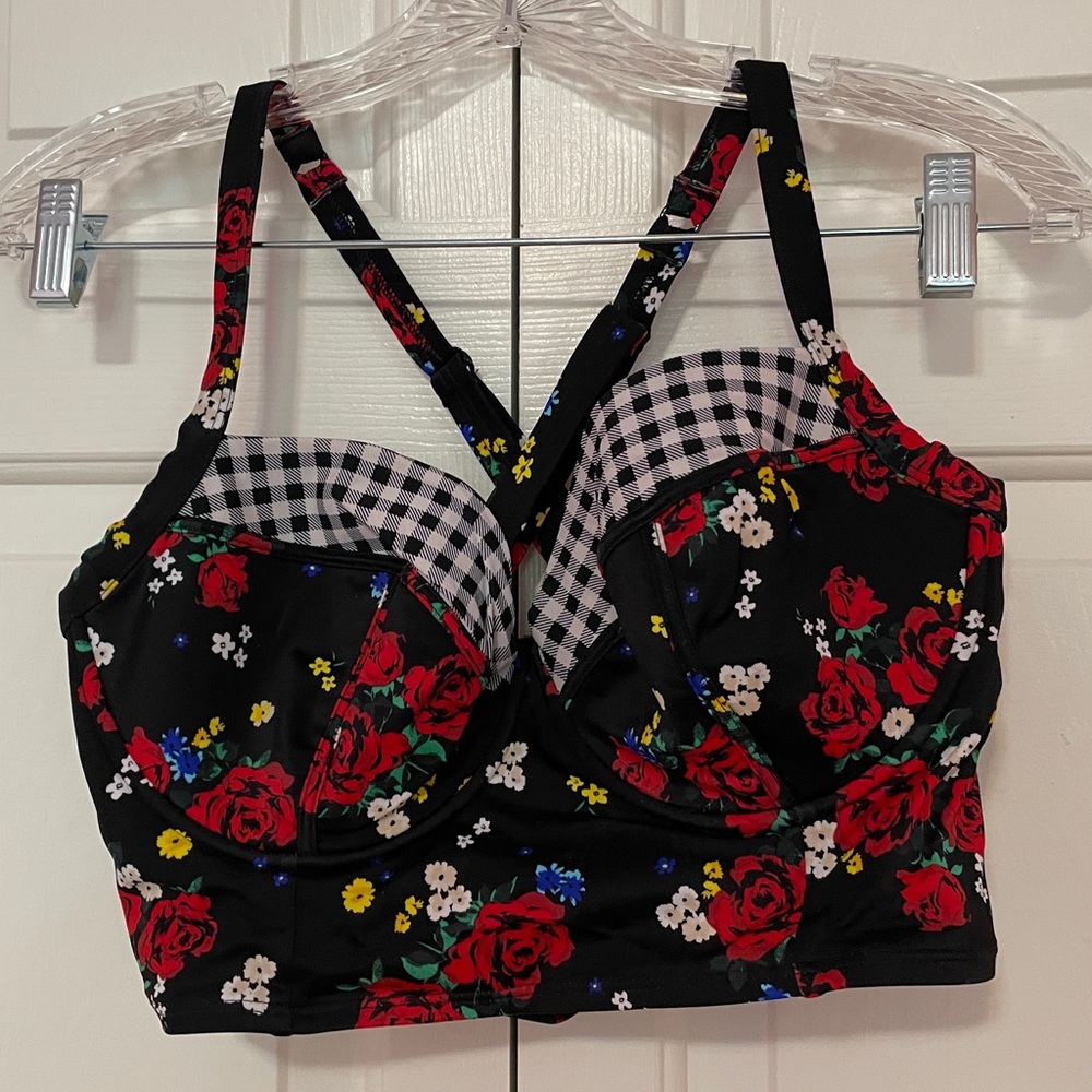 Plaid and Floral Bathing Suit